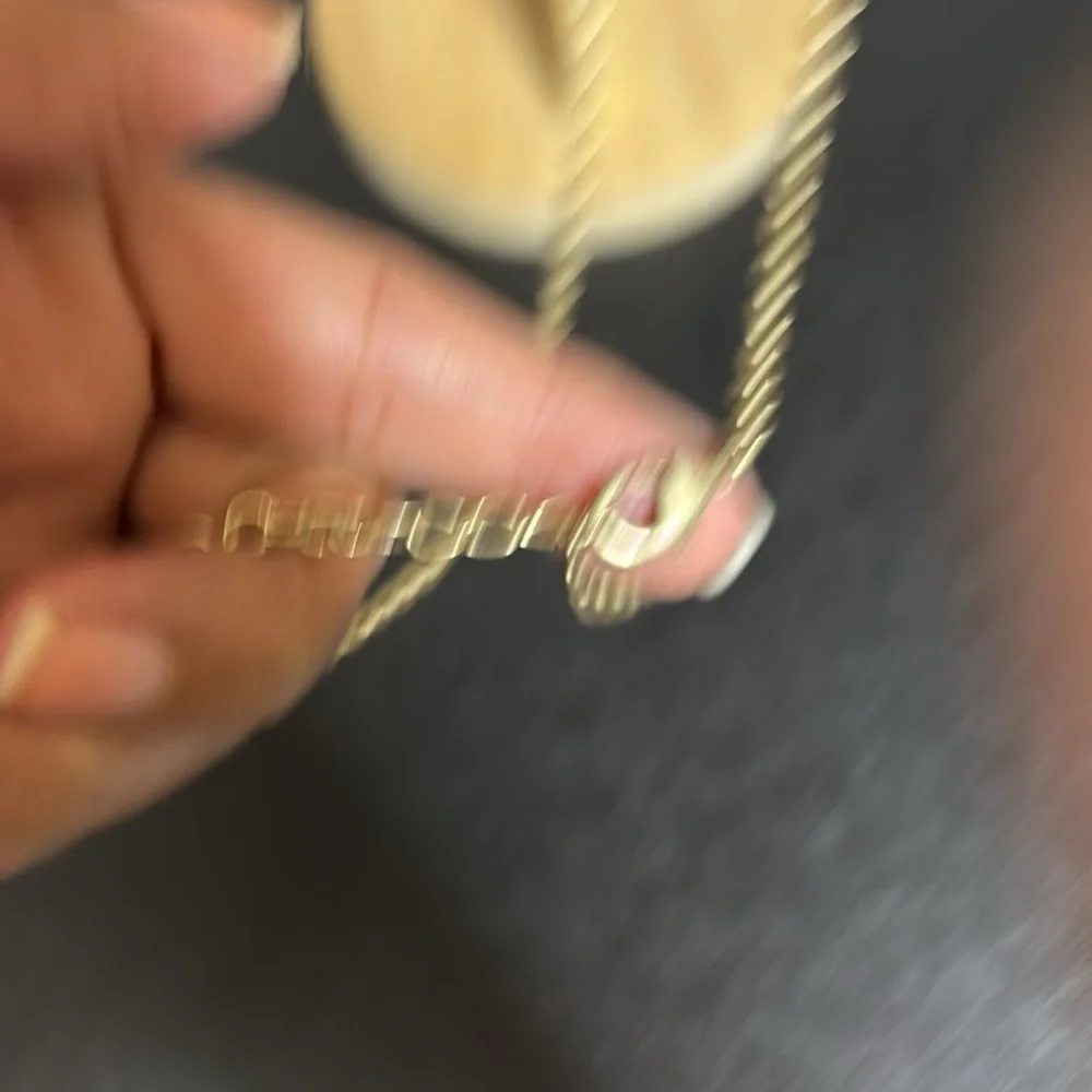 JK by Thirty One Charm Long Gold Tone Chain Boho  Necklace Hammered
